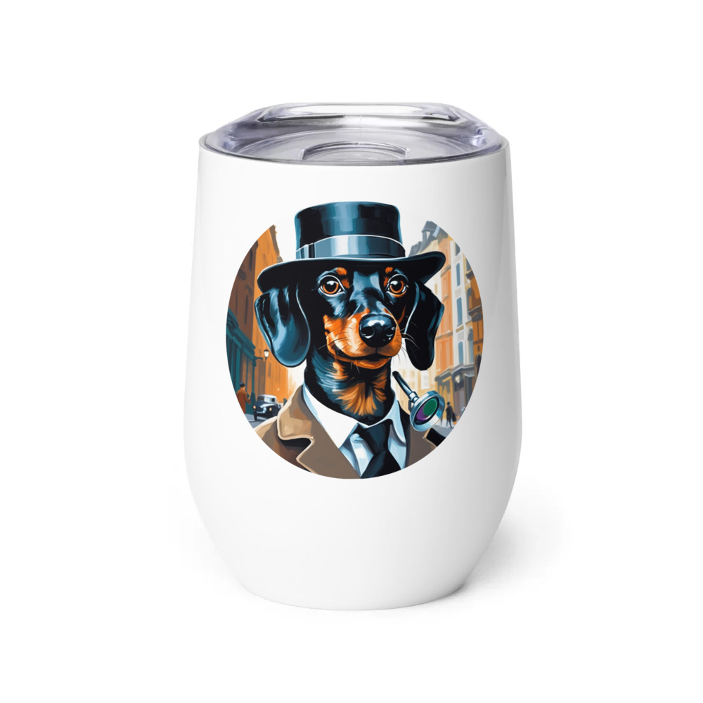 PugMug Custom Black Dachshund Wine Tumbler