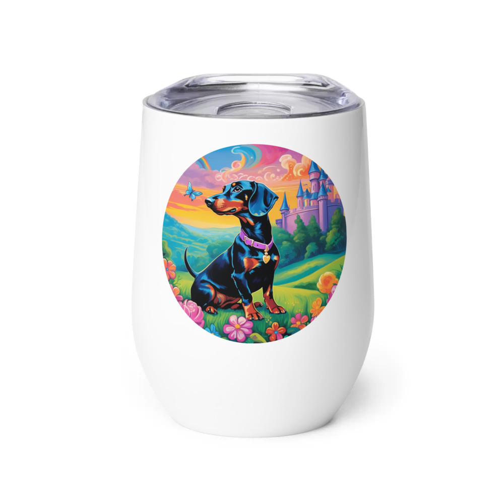 PugMug Custom Black Dachshund Wine Tumbler