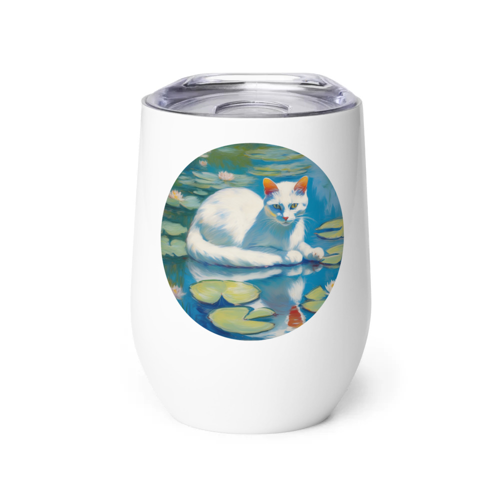 PugMug Custom White Companion Cat Wine Tumbler