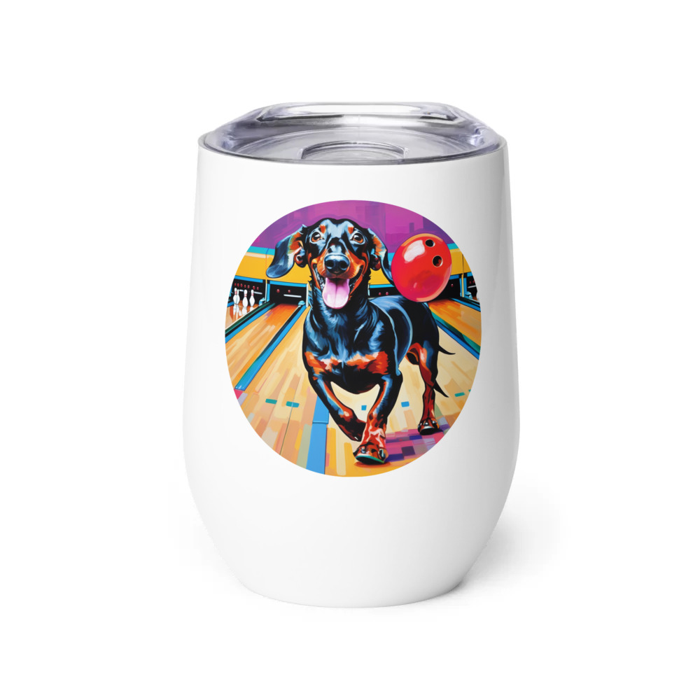 PugMug Custom Black Dachshund Wine Tumbler