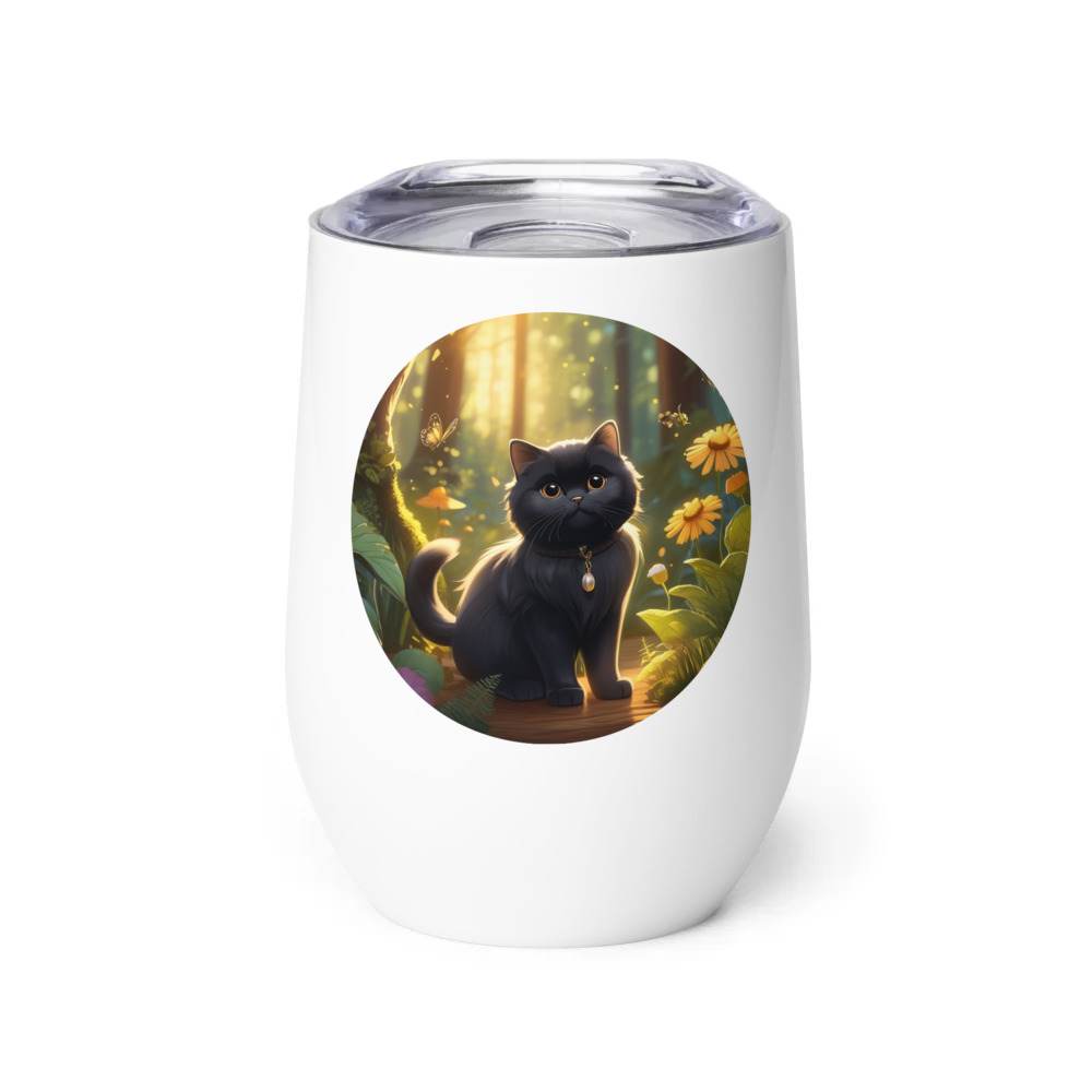 PugMug Custom Black Scottish Fold Cat Wine Tumbler