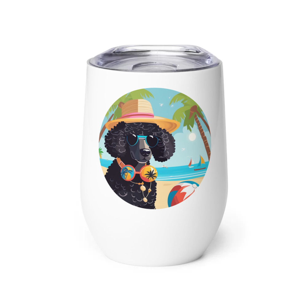 PugMug Custom Black Poodle Wine Tumbler