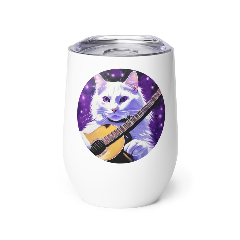 PugMug Custom White Companion Cat Wine Tumbler