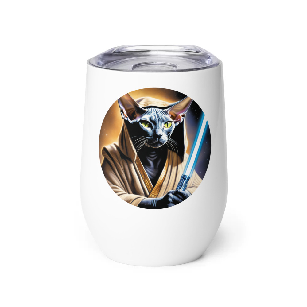 PugMug Custom Black Sphynx Cat Wine Tumbler