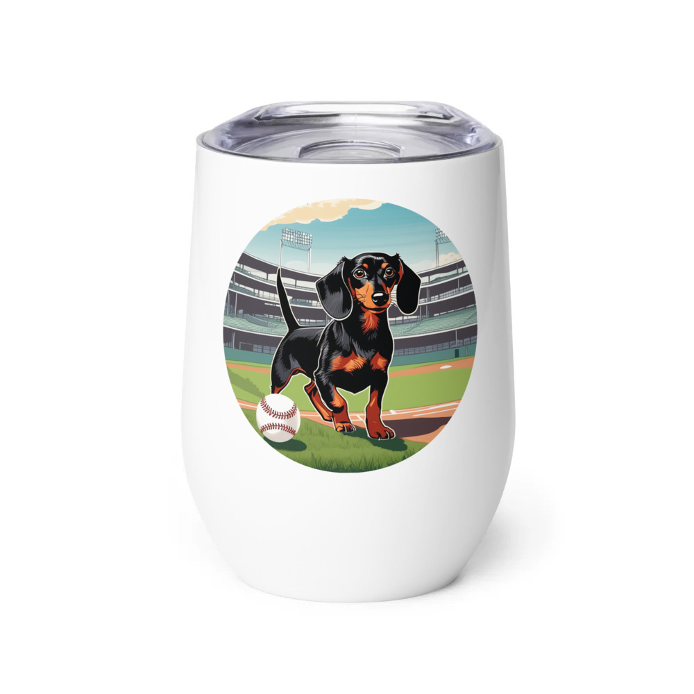 PugMug Custom Black Dachshund Wine Tumbler