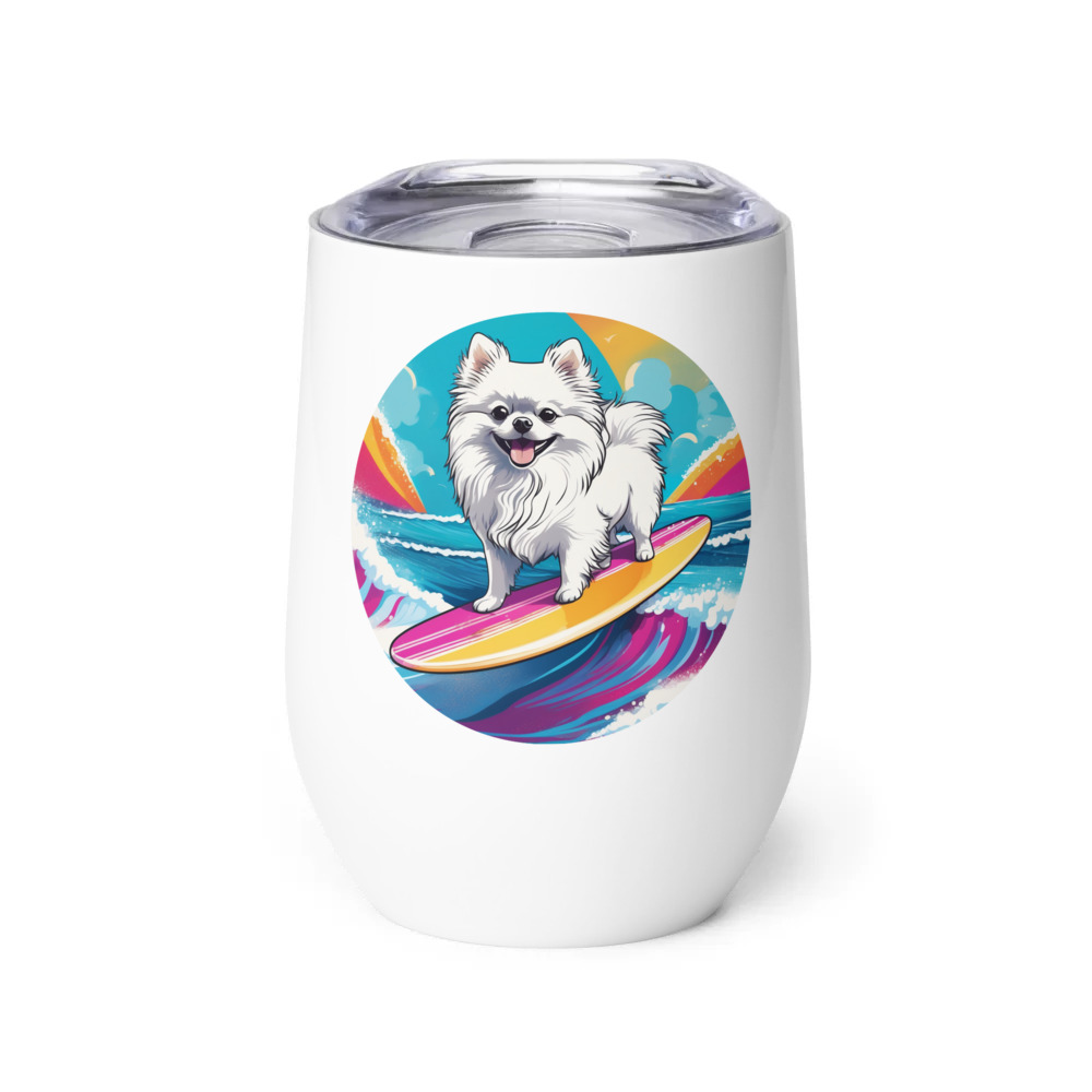 PugMug Custom White Pomeranian Wine Tumbler