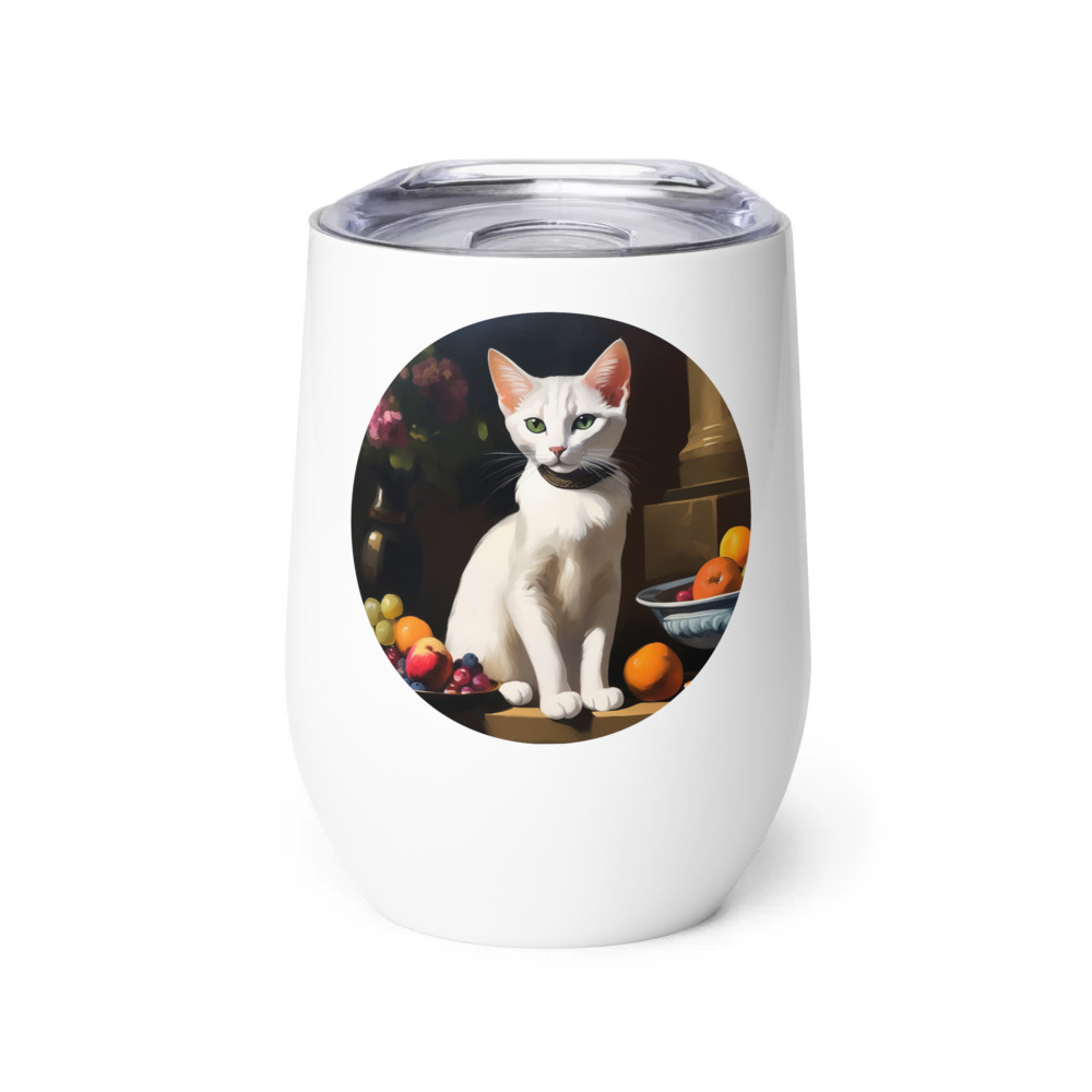 PugMug Custom White Abyssinian Cat Wine Tumbler