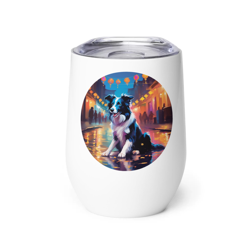 PugMug Custom Border Collie Wine Tumbler