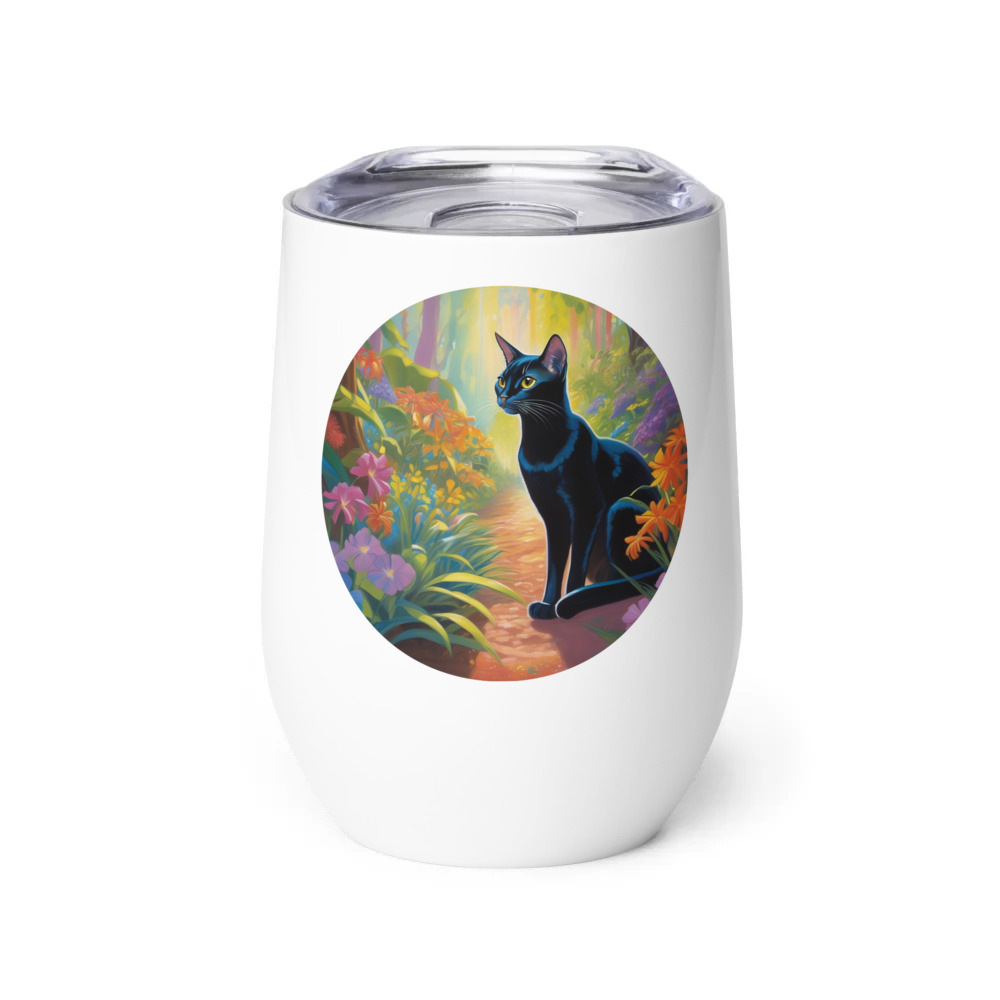 PugMug Custom Black Abyssinian Cat Wine Tumbler