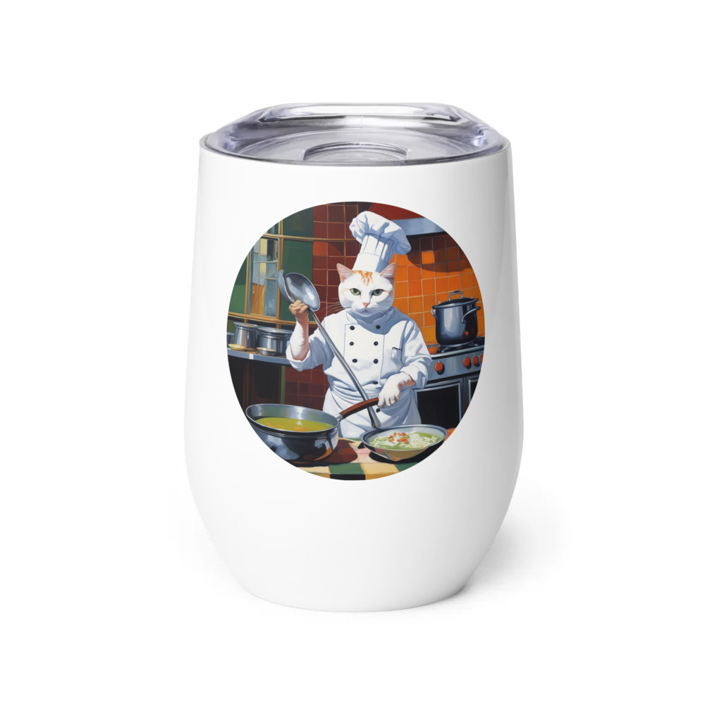 PugMug Custom White Companion Cat Wine Tumbler