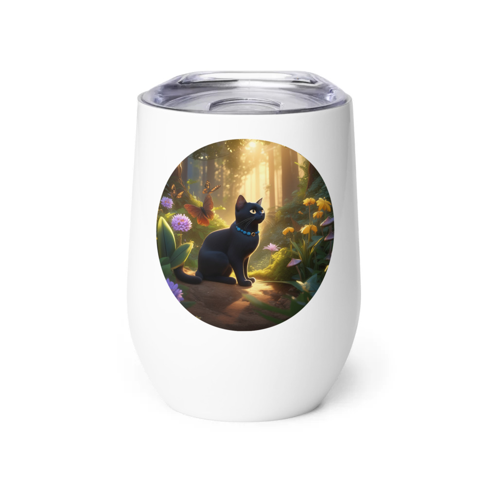 PugMug Custom Black Exotic Cat Wine Tumbler