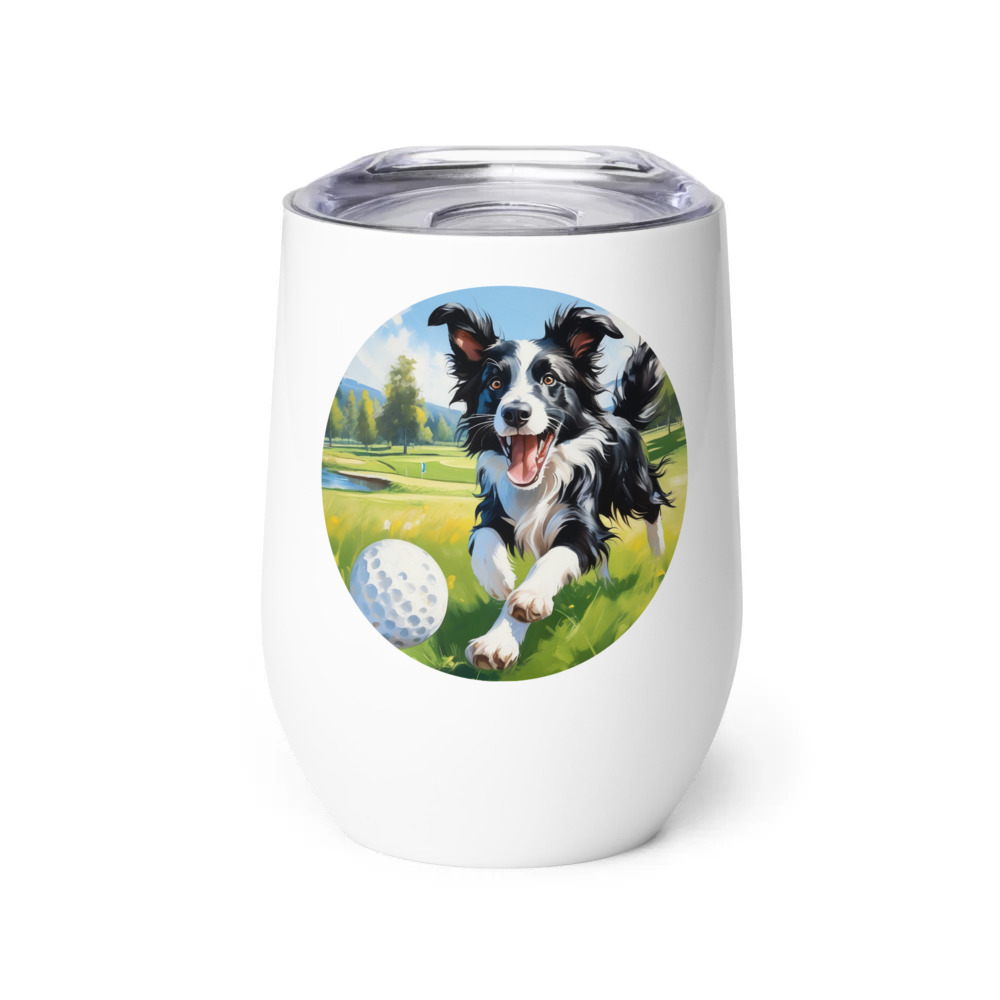 PugMug Custom Border Collie Wine Tumbler