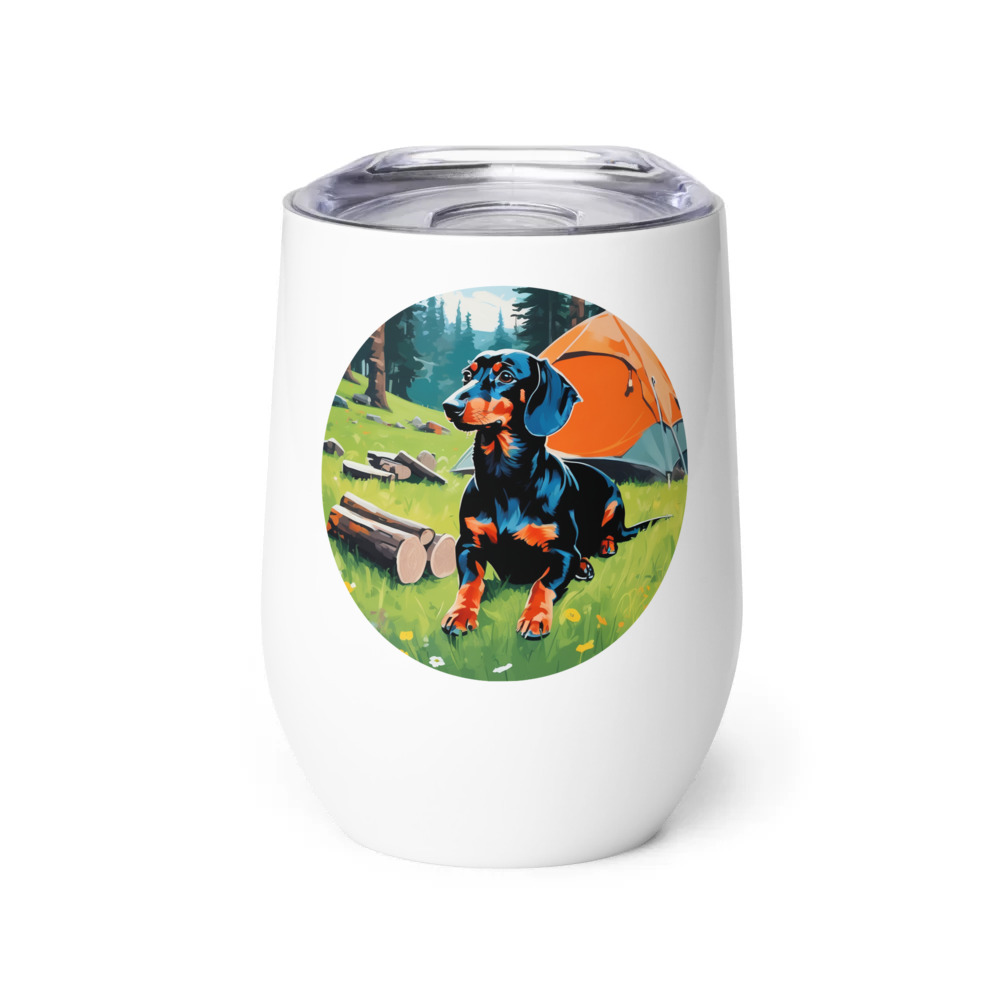 PugMug Custom Black Dachshund Wine Tumbler