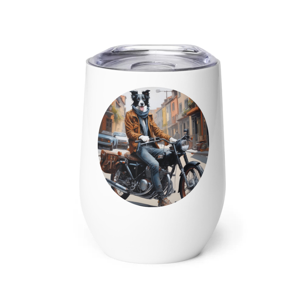 PugMug Custom Border Collie Wine Tumbler