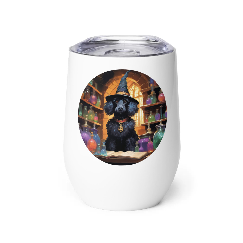 PugMug Custom Black Poodle Wine Tumbler