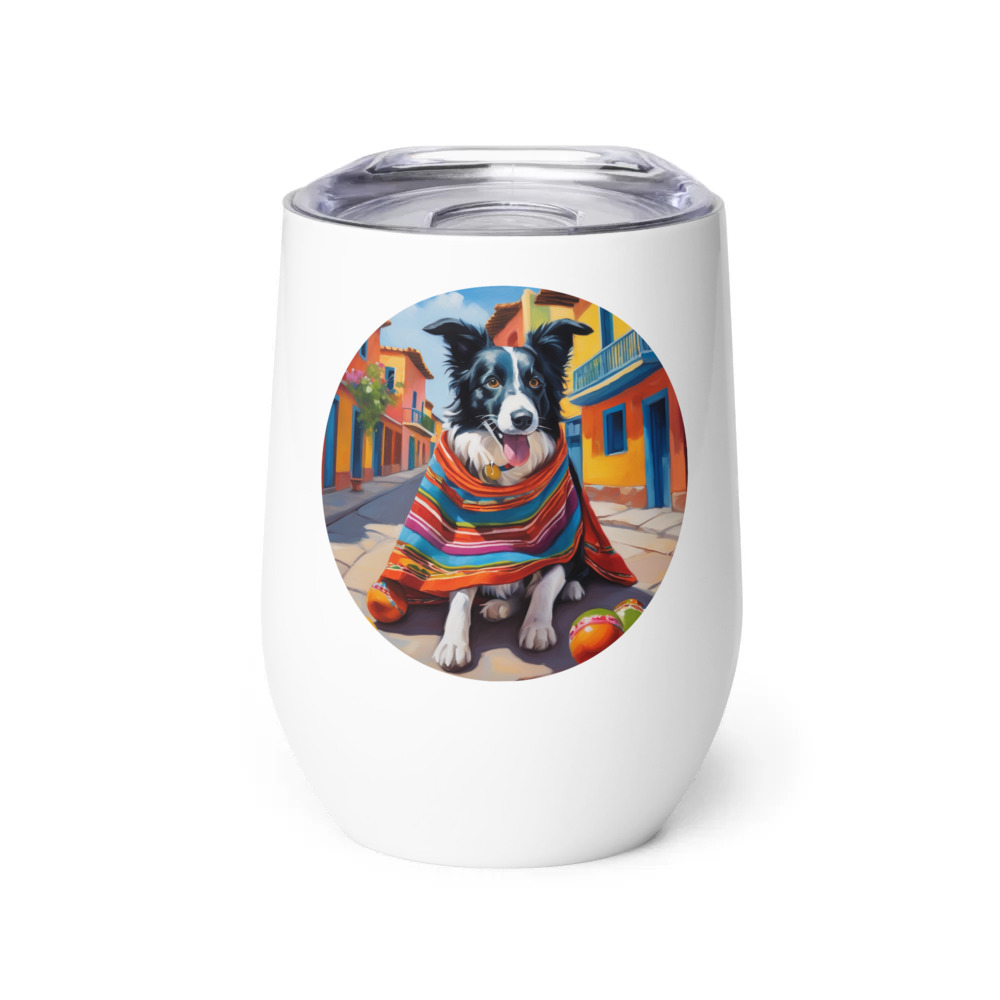 PugMug Custom Border Collie Wine Tumbler