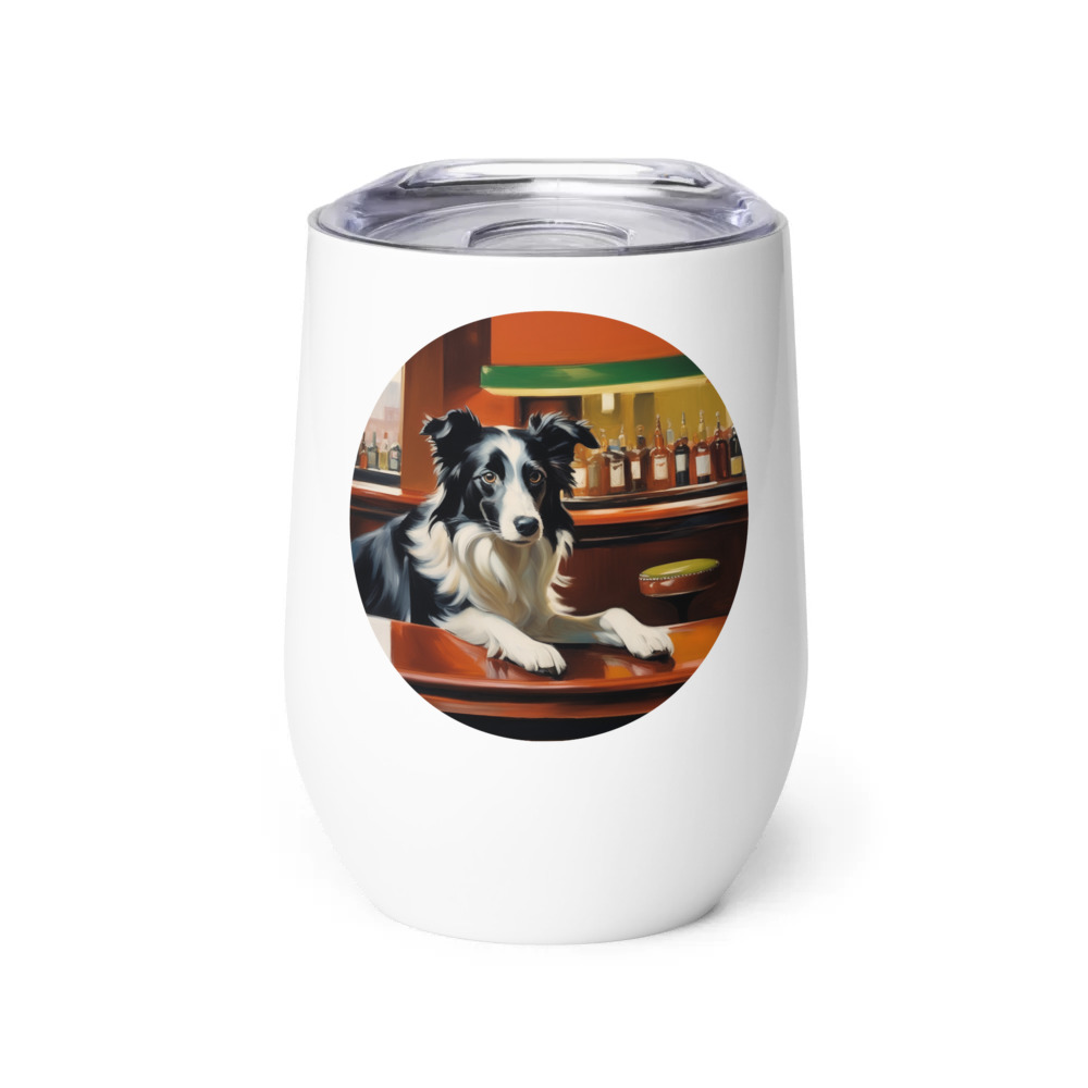 PugMug Custom Border Collie Wine Tumbler
