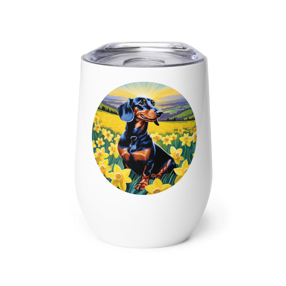 PugMug Custom Black Dachshund Wine Tumbler
