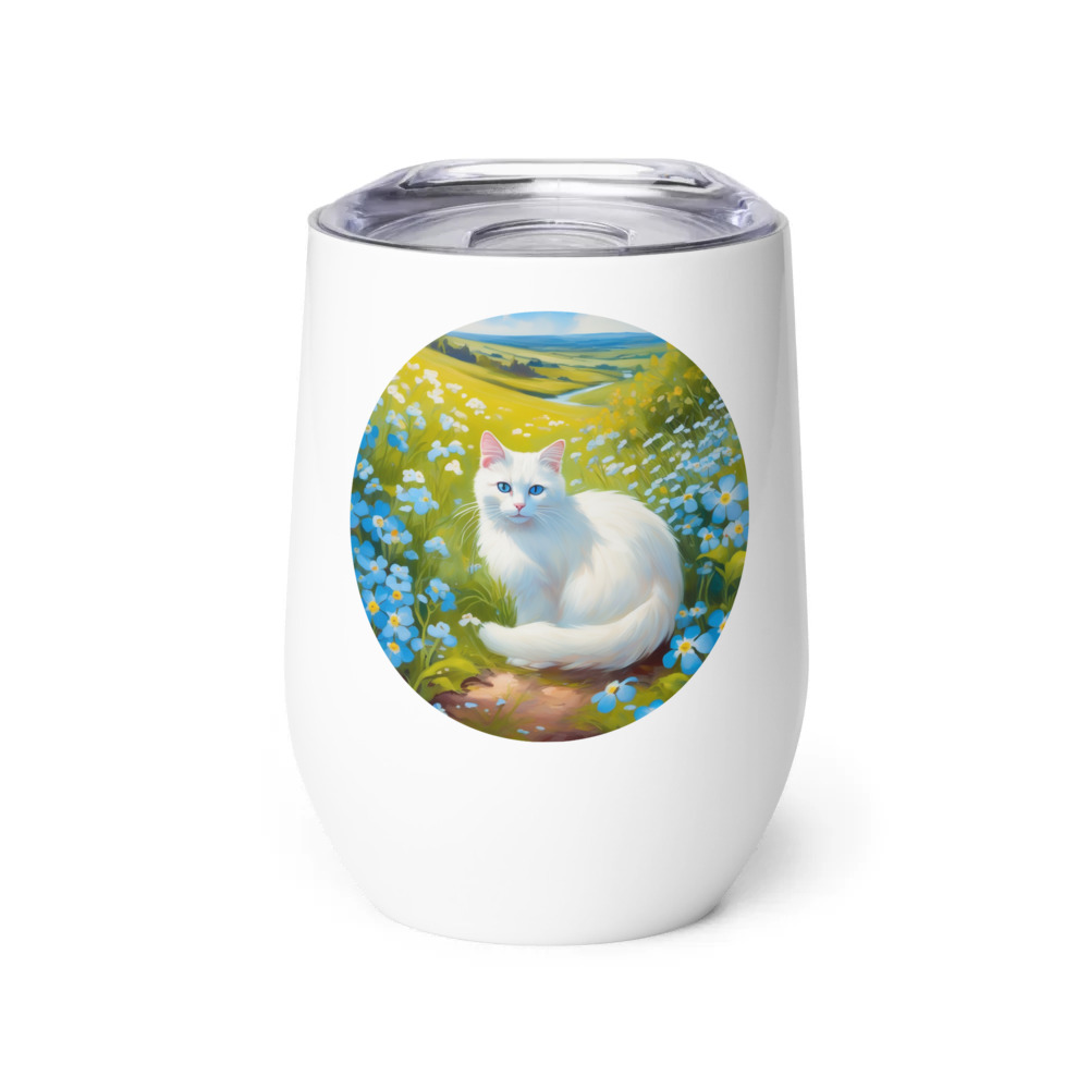 PugMug Custom White Companion Cat Wine Tumbler