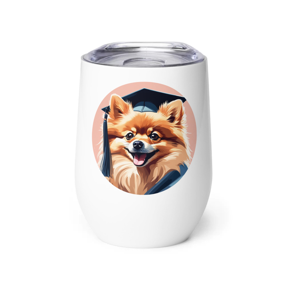 PugMug Custom Tan Pomeranian Wine Tumbler