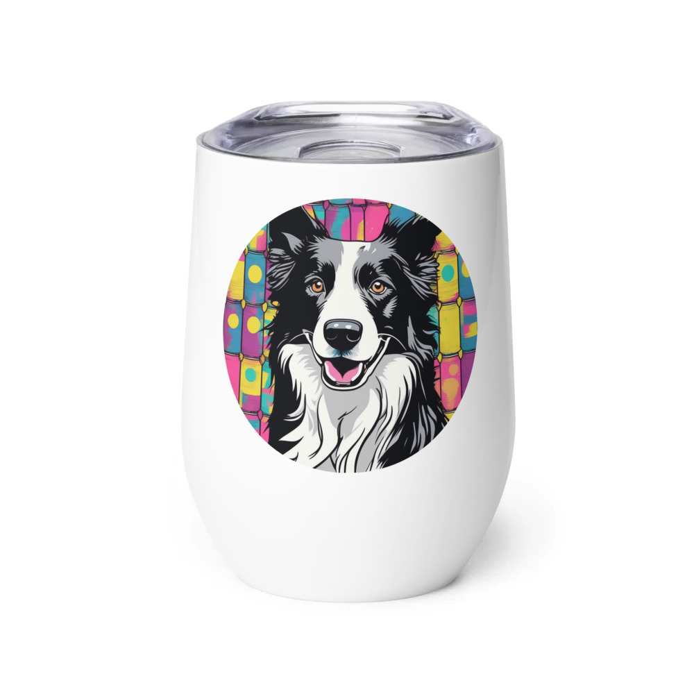 PugMug Custom Border Collie Wine Tumbler