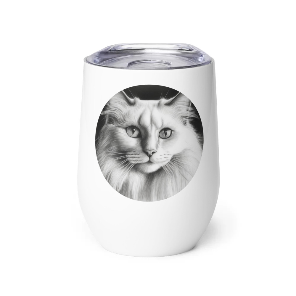 PugMug Custom White Ragdoll Cat Wine Tumbler