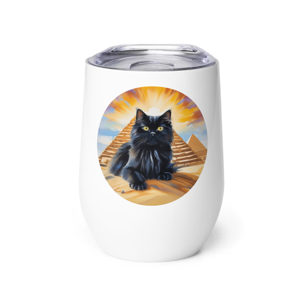 PugMug Custom Black Persian Cat Wine Tumbler