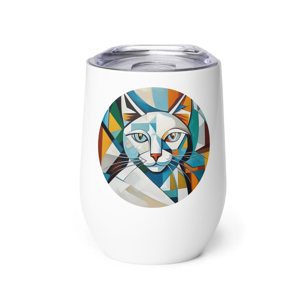 PugMug Custom White Companion Cat Wine Tumbler