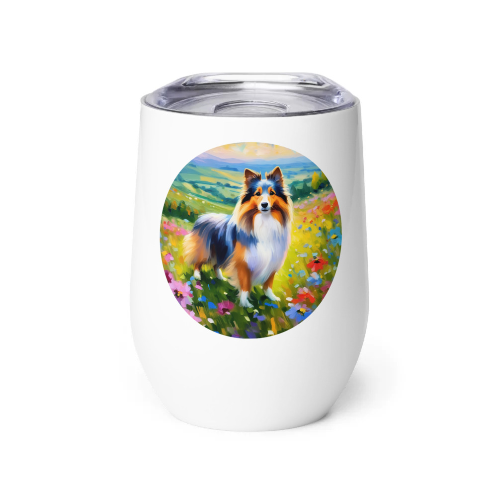 PugMug Custom Shetland Sheepdog Wine Tumbler