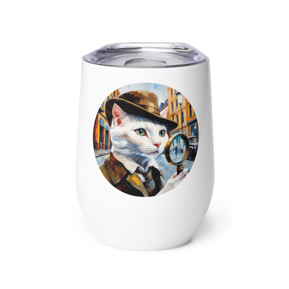 PugMug Custom White Companion Cat Wine Tumbler