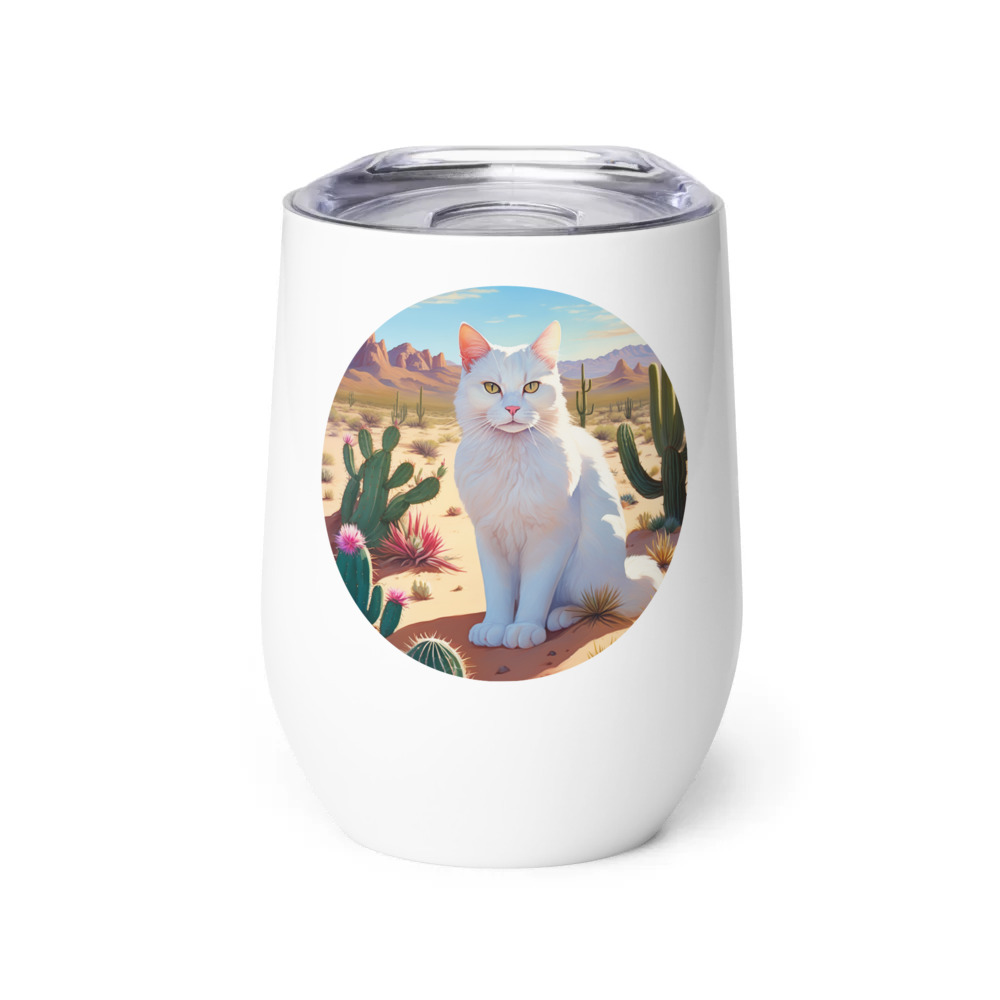 PugMug Custom White Companion Cat Wine Tumbler