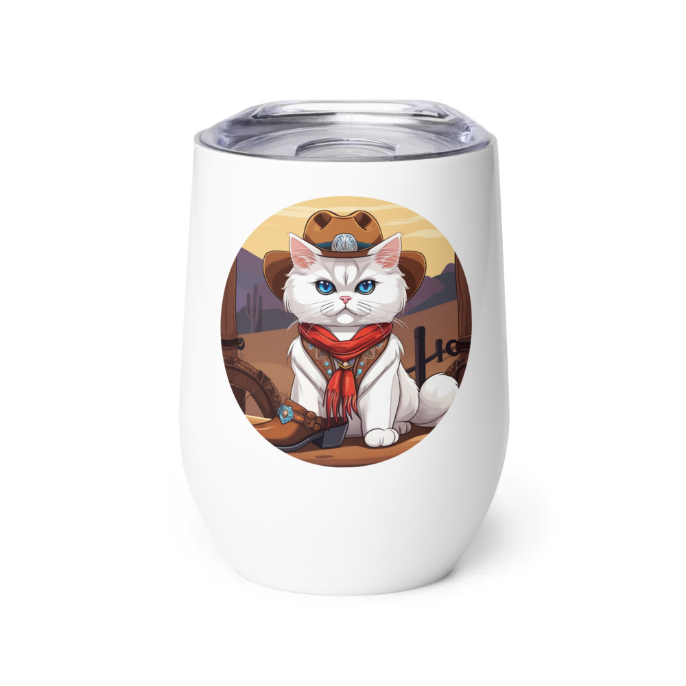 PugMug Custom White Persian Cat Wine Tumbler