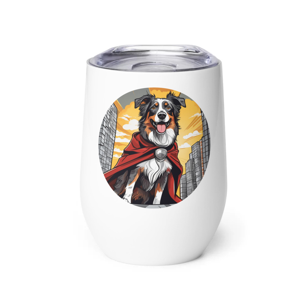 PugMug Custom Australian Shepherd Dog Wine Tumbler