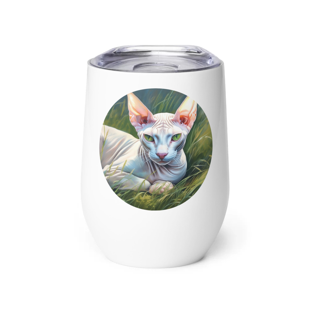 PugMug Custom White Sphynx Cat Wine Tumbler