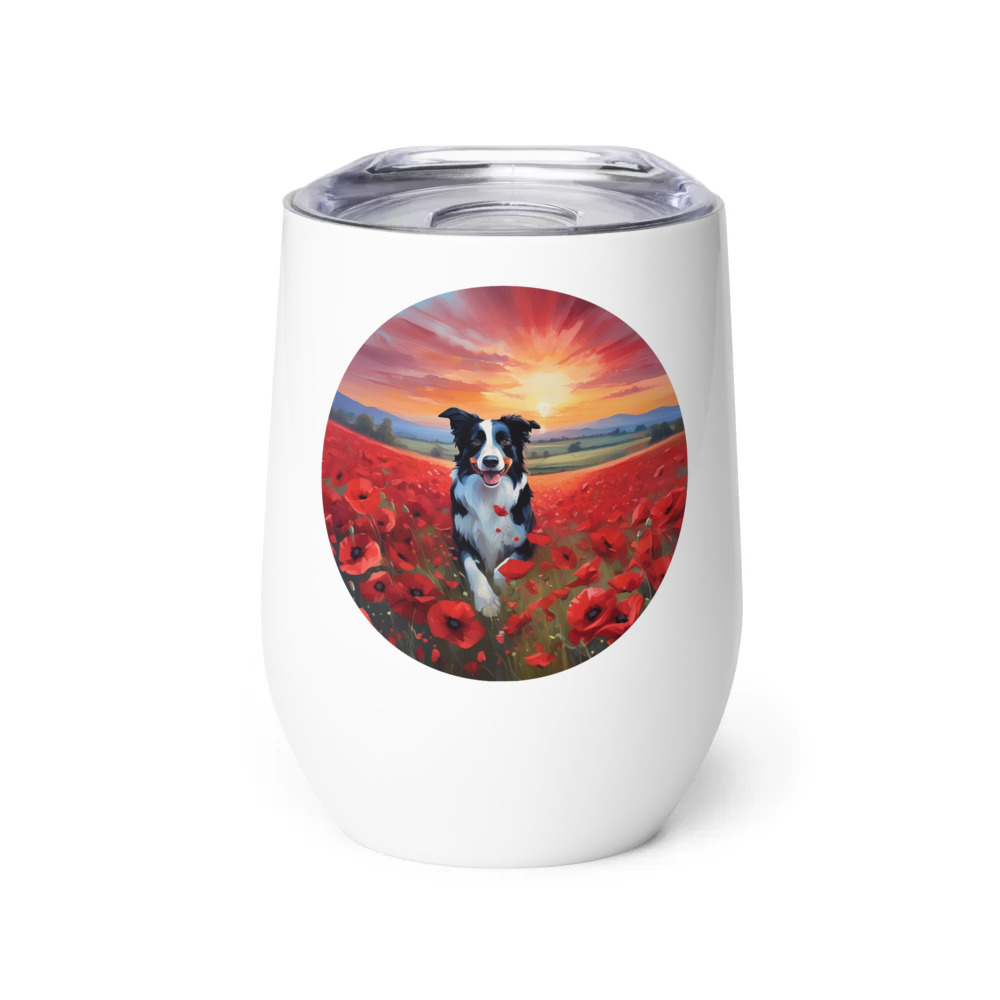 PugMug Custom Border Collie Wine Tumbler