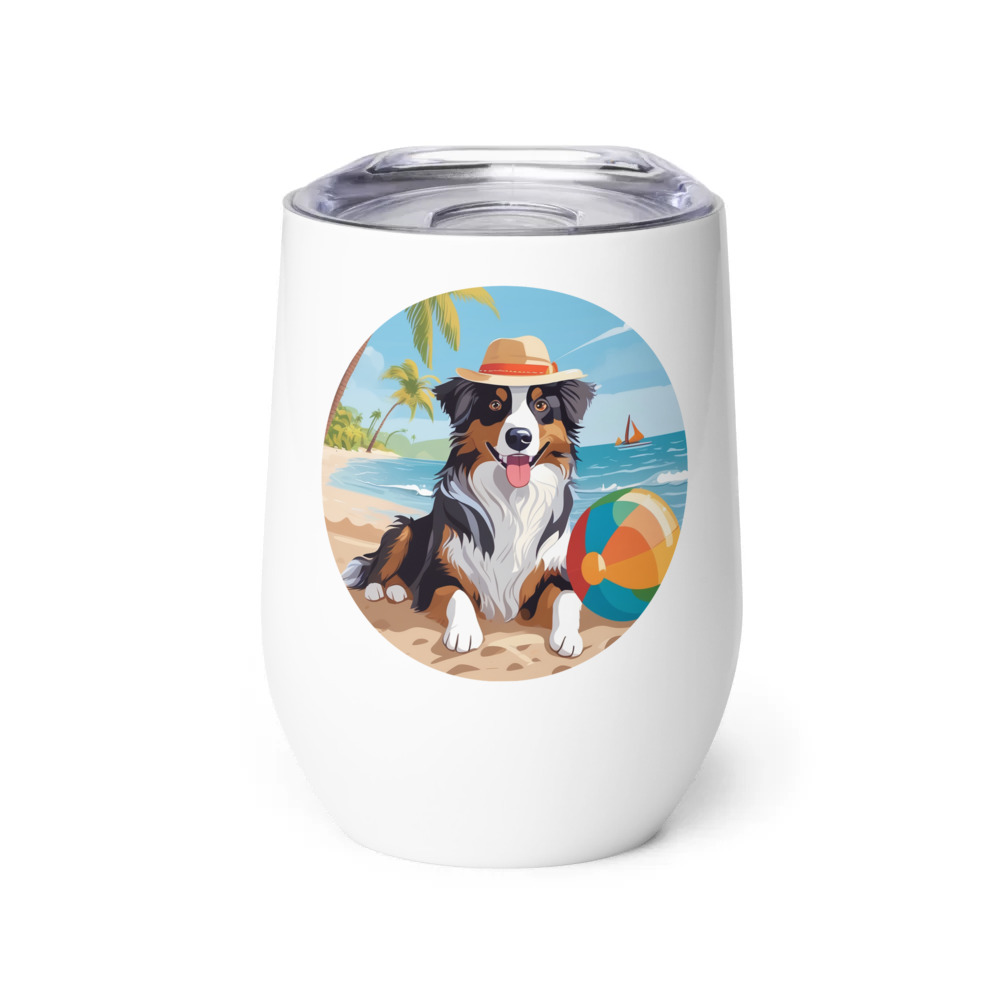 PugMug Custom Australian Shepherd Dog Wine Tumbler