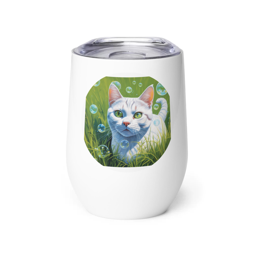 PugMug Custom White American Shorthair Cat Wine Tumbler