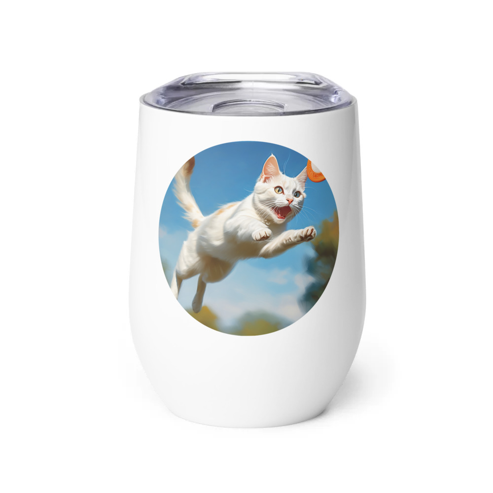 PugMug Custom White Companion Cat Wine Tumbler