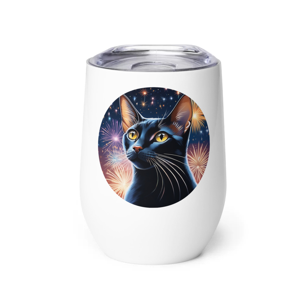PugMug Custom Black Abyssinian Cat Wine Tumbler