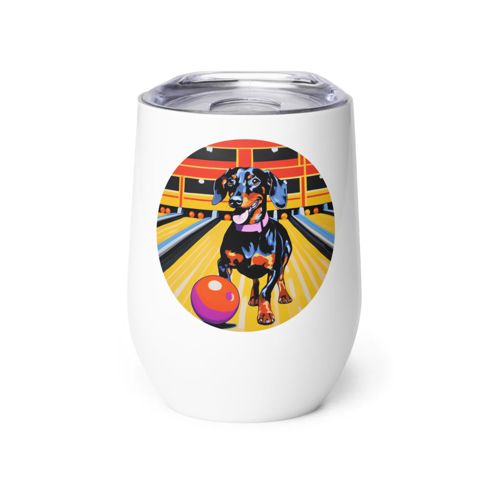 PugMug Custom Black Dachshund Wine Tumbler