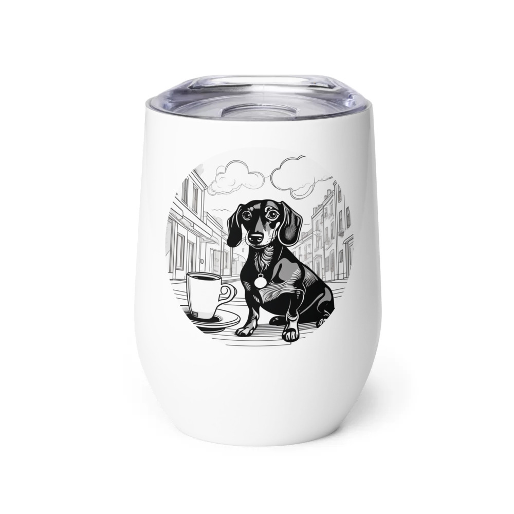 PugMug Custom Black Dachshund Wine Tumbler