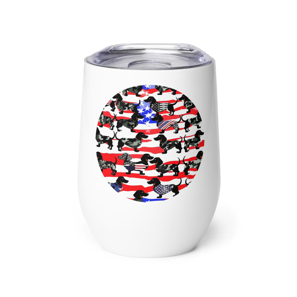 PugMug Custom Black Dachshund Wine Tumbler
