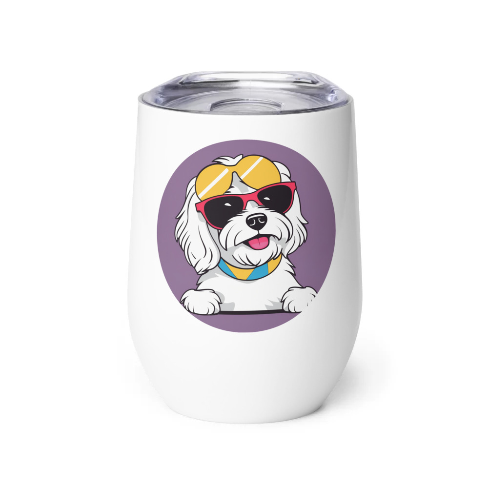 PugMug Custom White Havanese Dog Wine Tumbler