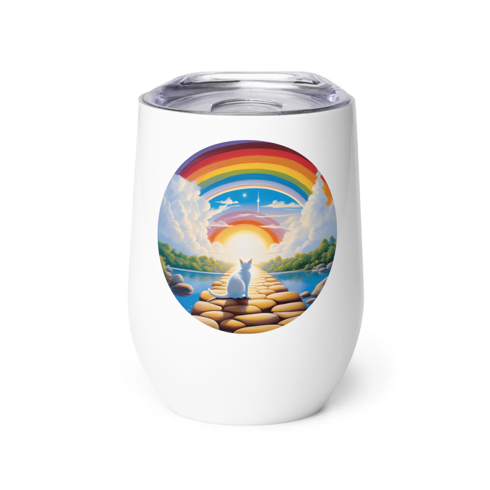 PugMug Custom White Companion Cat Wine Tumbler