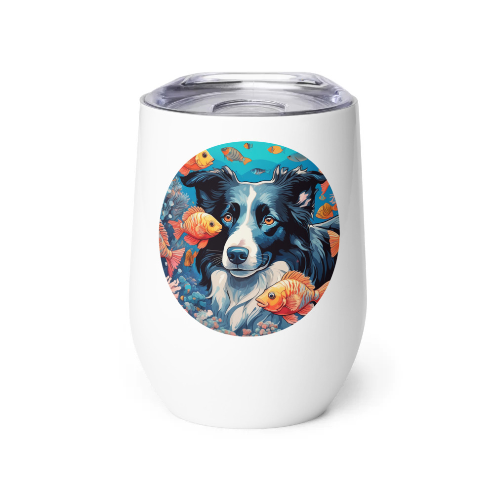 PugMug Custom Border Collie Wine Tumbler