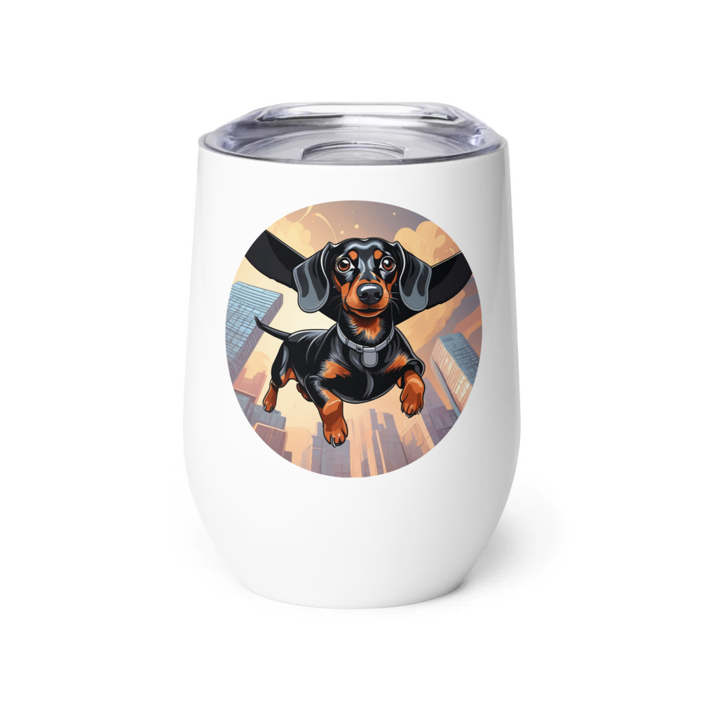 PugMug Custom Black Dachshund Wine Tumbler