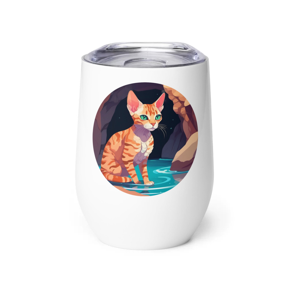 PugMug Custom Tabby Devon Rex Cat Wine Tumbler