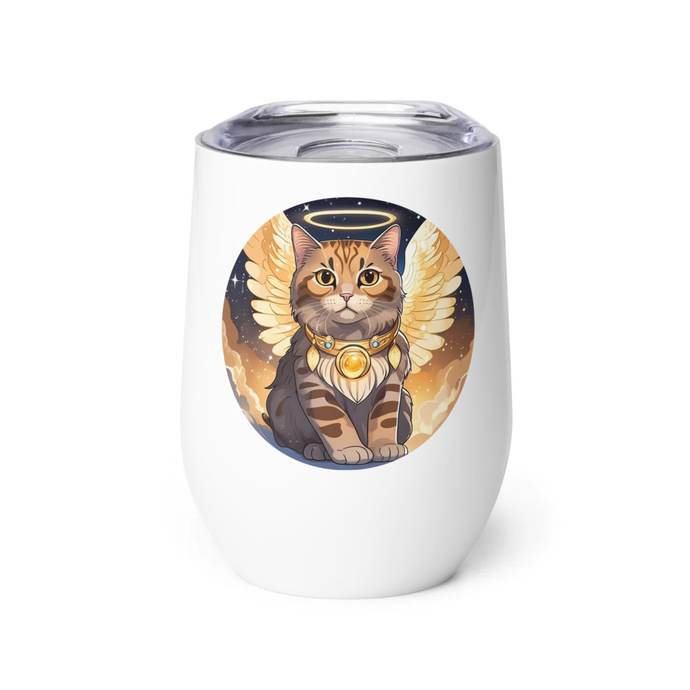 PugMug Custom Tabby Scottish Fold Cat Wine Tumbler