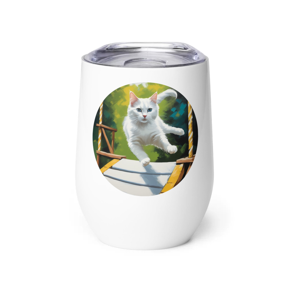 PugMug Custom White Companion Cat Wine Tumbler