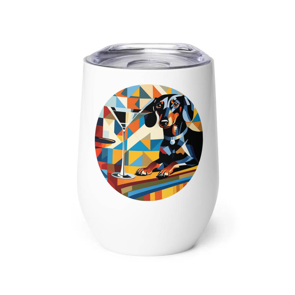 PugMug Custom Black Dachshund Wine Tumbler